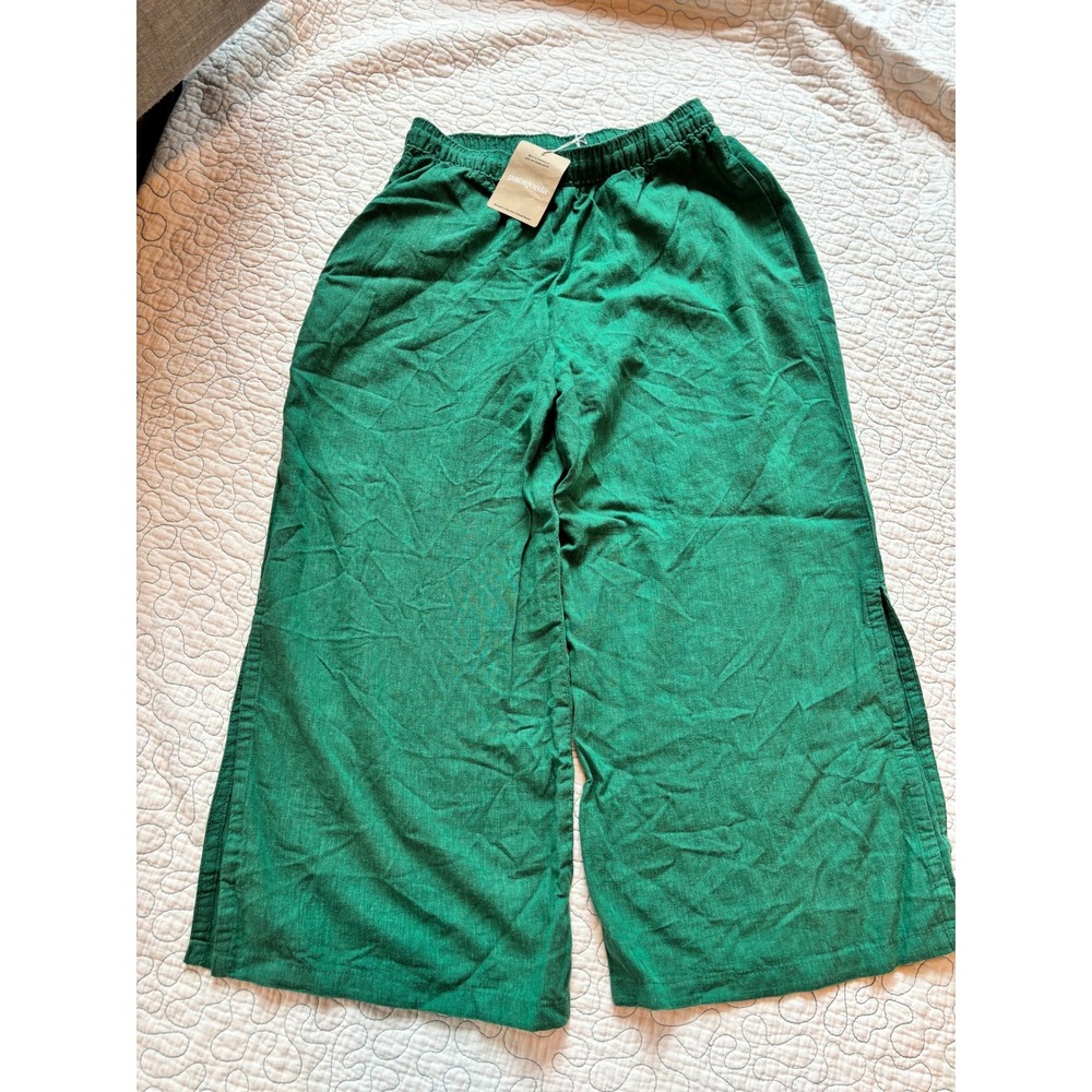 Patagonia Womens Island Hemp Beach Pants Green Wide Leg Size XS